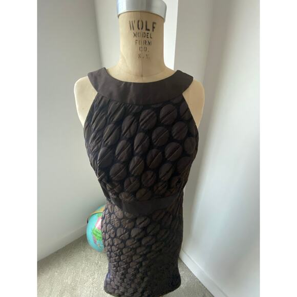 Badgley Mischka Brown Metallic Textured Dress - Size 2 - Picture 2 of 9